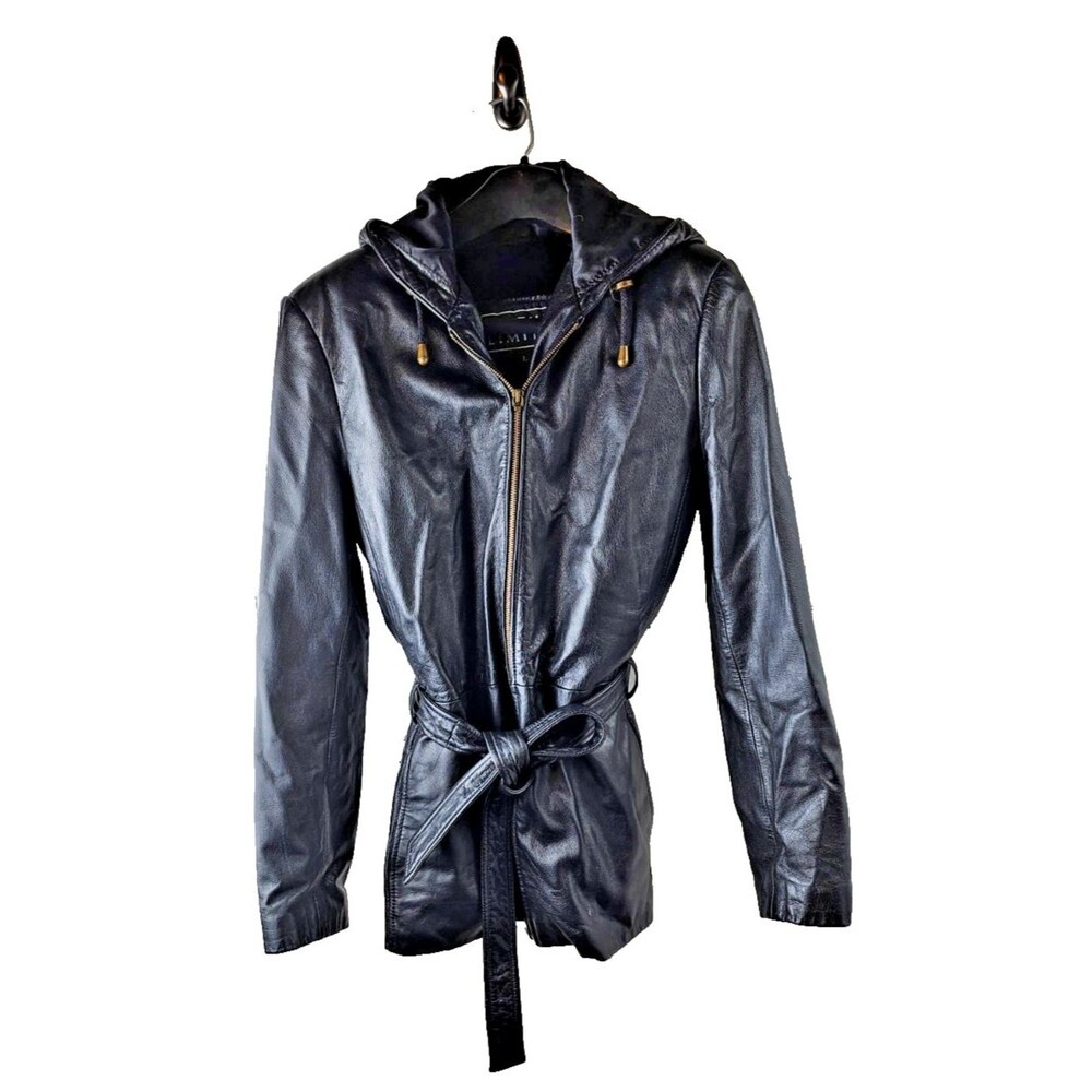 Vtg. Y2K Leather Limited Jacket Women's sz L Black Biker Moto Lined READ